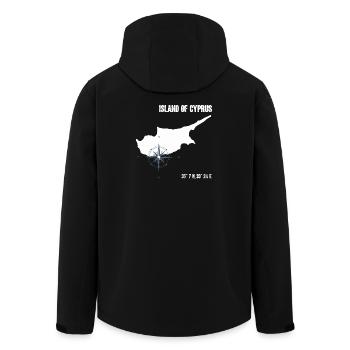 Contour de l’île de Chypre avec boussole et coordonnées - Veste softshell homme en polyester recyclé Stanley/Stella - noir - Dos - AI Model Male 185 light (185cm)