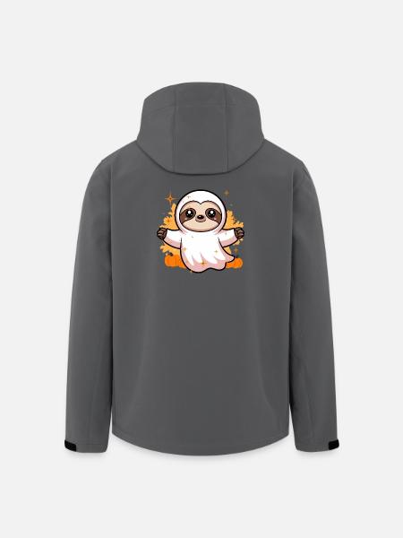 Cute Sloth Ghost Costume with Pumpkins - Men’s Recycled Softshell Jacket by Stanley/Stella - black
