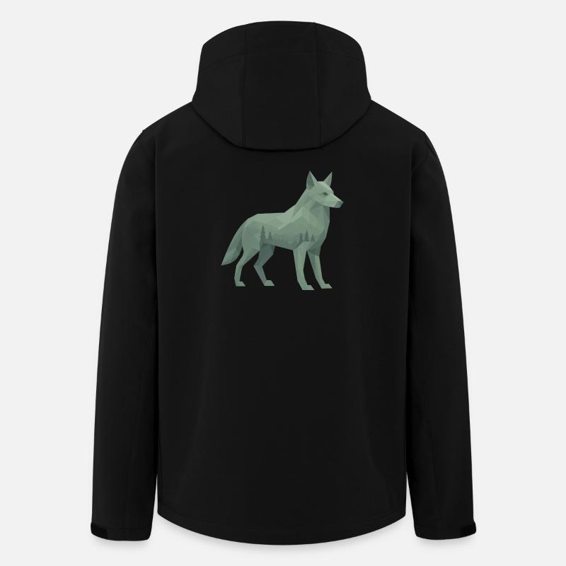 Geometric Wolf - Men’s Recycled Softshell Jacket by Stanley/Stella - black