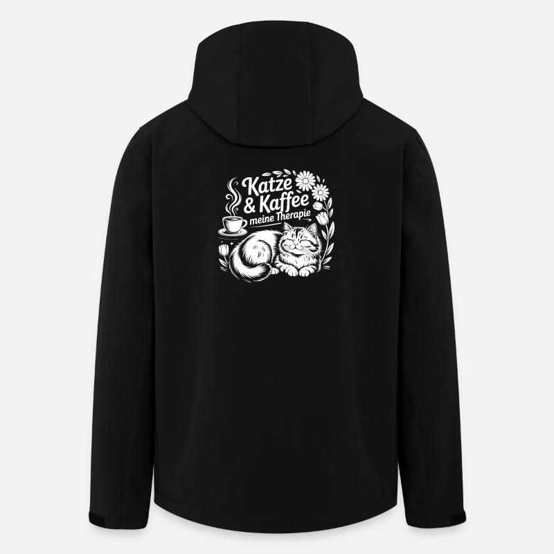 Motif de caféthérapie pour chat - Veste softshell homme en polyester recyclé Stanley/Stella - noir