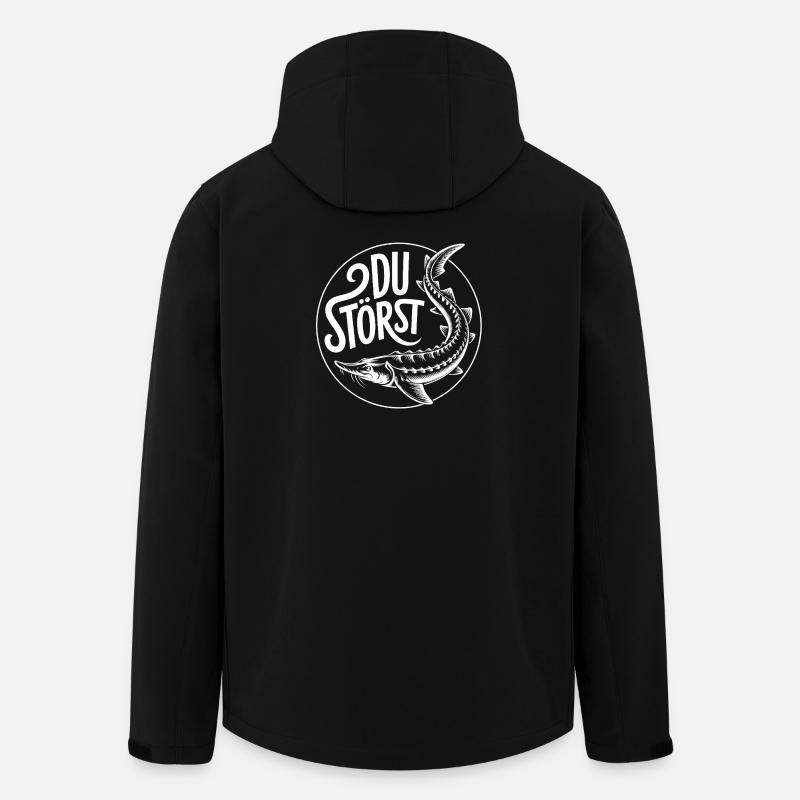 Silhouette d’esturgeon et dicton drôle - Veste softshell homme en polyester recyclé Stanley/Stella - noir