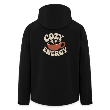 Cozy Energy – Tasse à café vintage - Veste softshell homme en polyester recyclé Stanley/Stella - noir - Dos - AI Model Male 185 light (185cm)