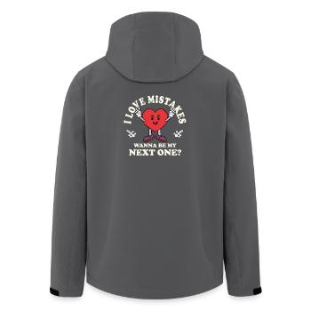 Love Mistakes – Vintage Comic Dating Saying - Men’s Recycled Softshell Jacket by Stanley/Stella - anthracite - Back - AI Model Male 185 light (185cm)