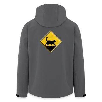 Chat panneau de signalisation jaune - Veste softshell homme en polyester recyclé Stanley/Stella - noir - Dos - AI Model Male 185 light (185cm)