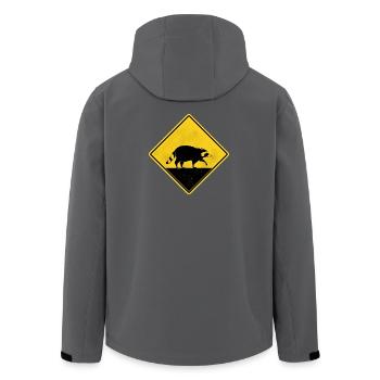 Raton laveur panneau de signalisation jaune - Veste softshell homme en polyester recyclé Stanley/Stella - noir - Dos - AI Model Male 185 light (185cm)