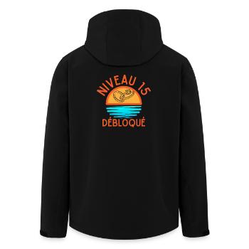 Level 15 freigeschaltet – 15 Jahre Ehe - Recycelte Männer Softshell-Jacke von Stanley/Stella - Schwarz - Hinten - AI Model Male 185 light (185cm)
