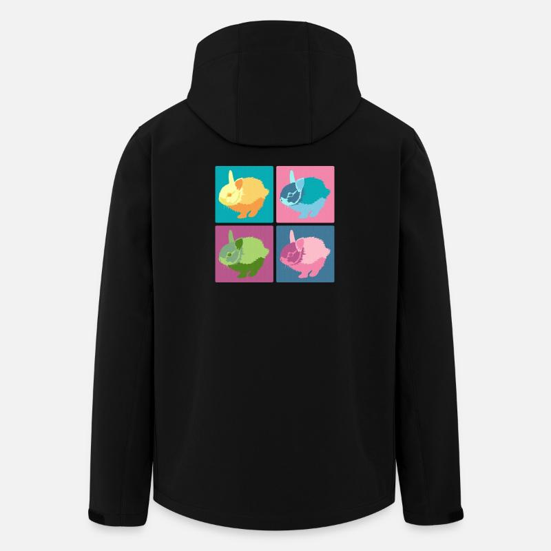 Kaninchen Pop-Art Farbblock-Set - Recycelte Männer Softshell-Jacke von Stanley/Stella - Schwarz