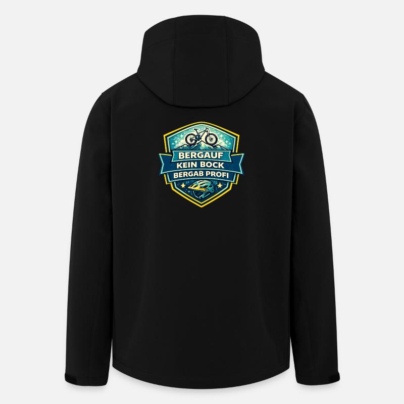 Bergtrail Logo: Bike & Helm - Recycelte Männer Softshell-Jacke von Stanley/Stella - Schwarz