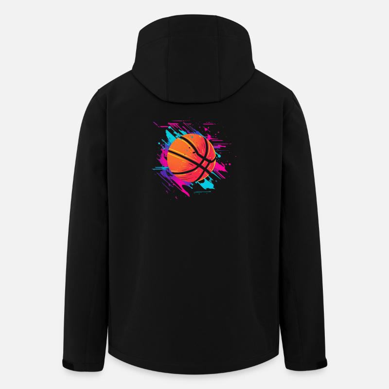 Basketball Synthwave - Men’s Recycled Softshell Jacket by Stanley/Stella - black