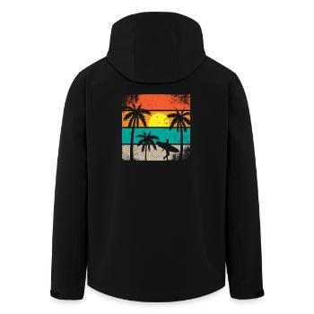 Sunset Surf Palm  - Men’s Recycled Softshell Jacket by Stanley/Stella - black - Back - AI Model Male 185 light (185cm)