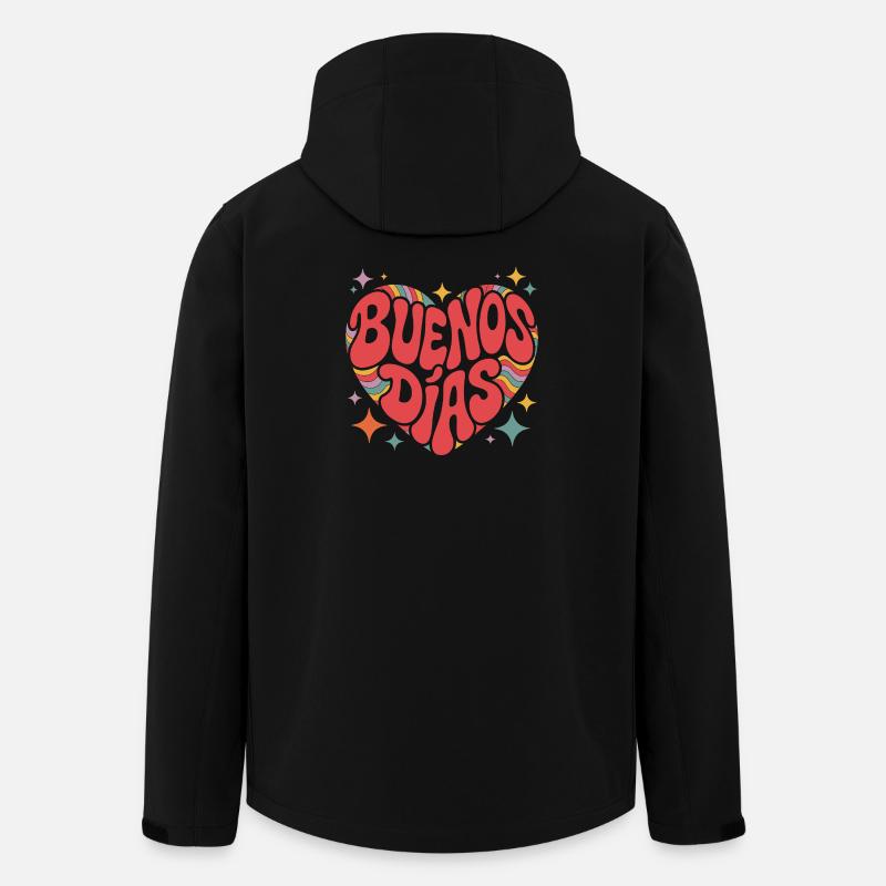 Groovy Buenos Dias Retro Heart - Veste softshell homme en polyester recyclé Stanley/Stella - noir