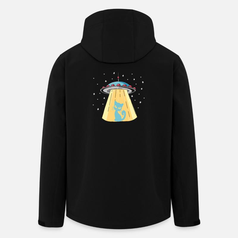 Humorous UFO cat print - Men’s Recycled Softshell Jacket by Stanley/Stella - black