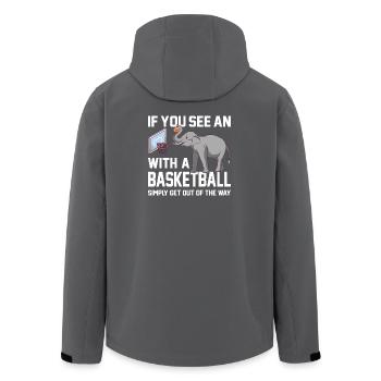 If you see an elephant with a basketball saying - Men’s Recycled Softshell Jacket by Stanley/Stella - anthracite - Back - AI Model Male 185 light (185cm)