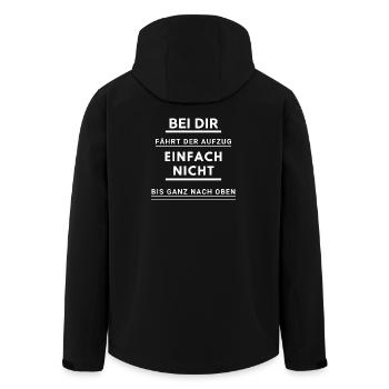Bei dir fährt der Aufzug nicht nach oben - Recycelte Männer Softshell-Jacke von Stanley/Stella - Schwarz - Hinten - AI Model Male 185 light (185cm)