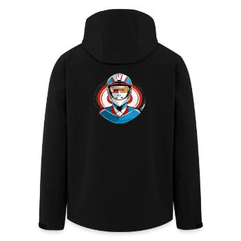 Rennfahrer mit Helm - Recycelte Männer Softshell-Jacke von Stanley/Stella - Schwarz - Hinten - AI Model Male 185 light (185cm)