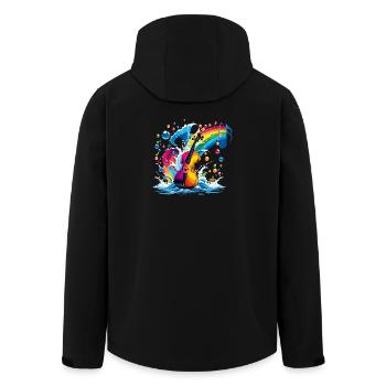 Fantastische Geige in leuchtenden Farben - Recycelte Männer Softshell-Jacke von Stanley/Stella - Schwarz - Hinten - AI Model Male 185 light (185cm)
