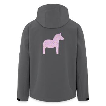 Dala Horse Pink Dots Scandinavian Sweden Decoration - Men’s Recycled Softshell Jacket by Stanley/Stella - anthracite - Back - AI Model Male 185 light (185cm)