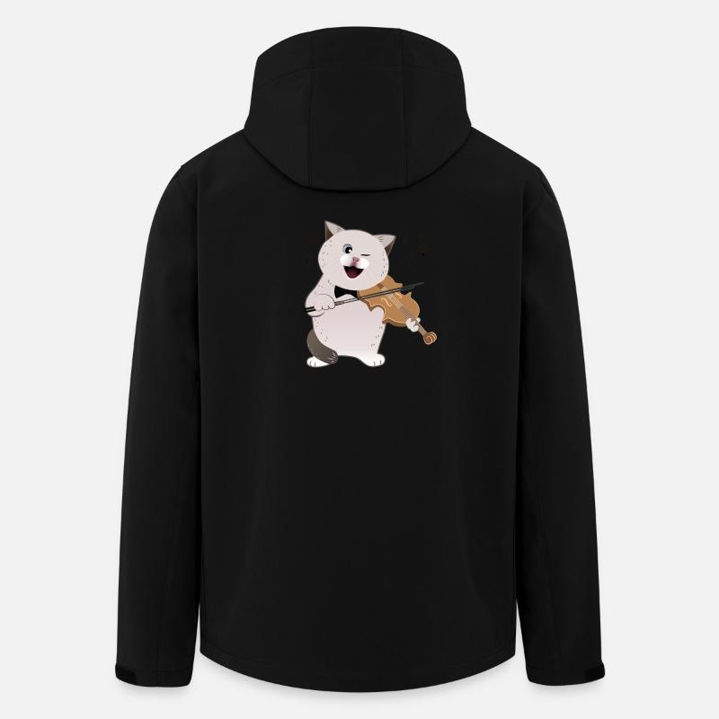cute chubby cat playing violin - Men’s Recycled Softshell Jacket by Stanley/Stella - black