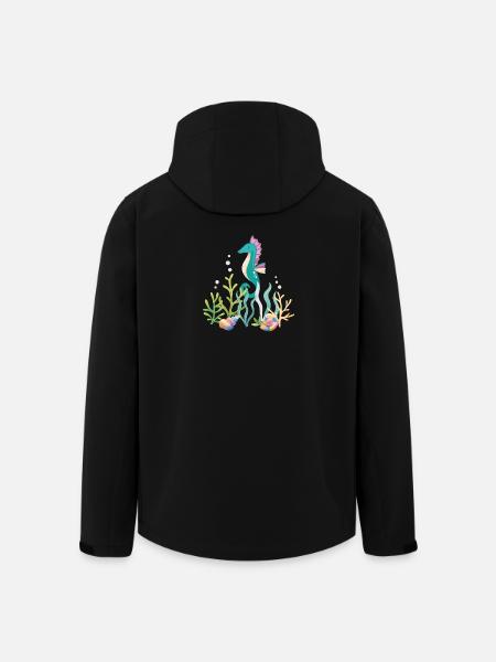 Meeresaquarium Seepferdchen Design - Recycelte Männer Softshell-Jacke von Stanley/Stella - Schwarz