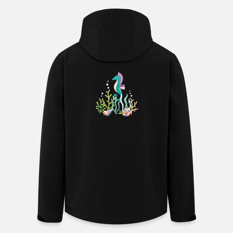 Sea Aquarium Seahorse Design - Men’s Recycled Softshell Jacket by Stanley/Stella - black