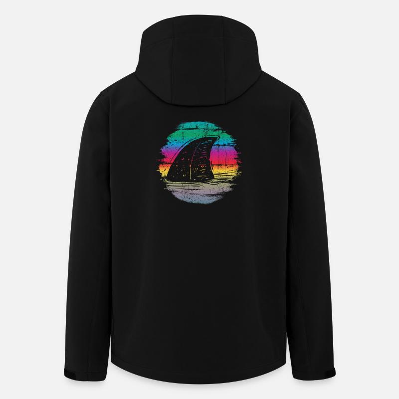 coucher de soleil surfer vague illustration - Veste softshell homme en polyester recyclé Stanley/Stella - noir