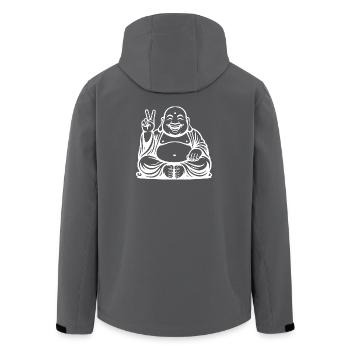 Joyful Laughing Buddha Design - Men’s Recycled Softshell Jacket by Stanley/Stella - anthracite - Back - AI Model Male 185 light (185cm)