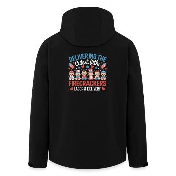 Pétards du travail et de l'accouchement pour le jour de l'indépendance - Veste softshell homme en polyester recyclé Stanley/Stella - noir - Dos - AI Model Male 185 light (185cm)
