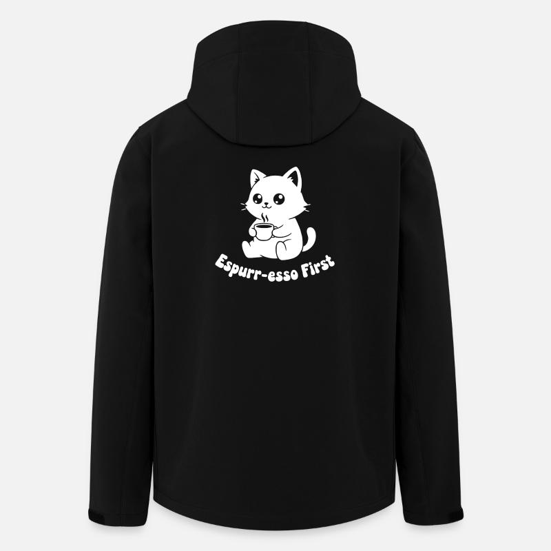 Café chaton latte illustration - Veste softshell homme en polyester recyclé Stanley/Stella - noir