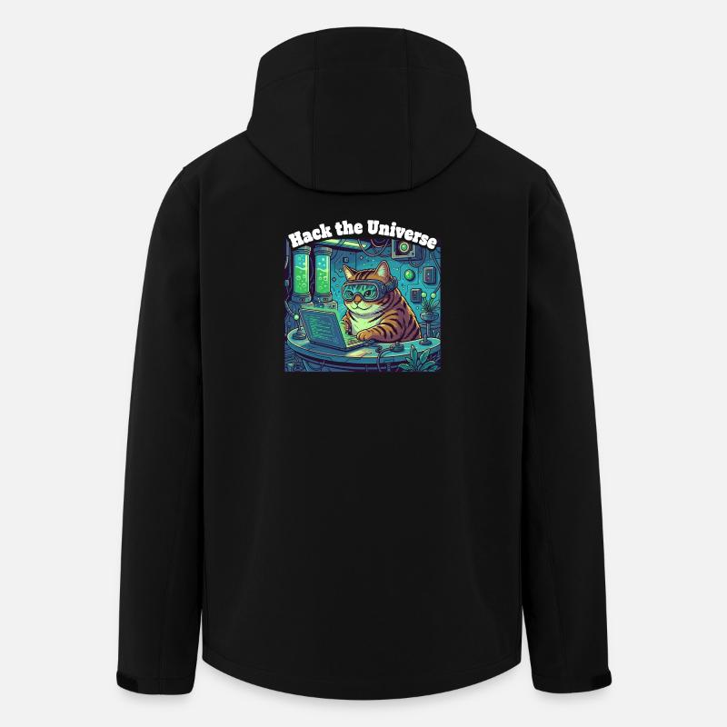 Hackerkatze im Universum - Recycelte Männer Softshell-Jacke von Stanley/Stella - Schwarz