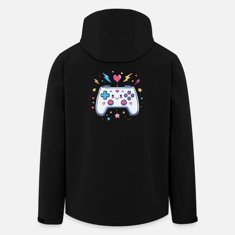Herzcontroller Doodle Pixel Pop - Recycelte Männer Softshell-Jacke von Stanley/Stella - Schwarz