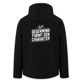 Gegenwind Formt Den Charakter Fahrrad Leidenschaft - Recycelte Männer Softshell-Jacke von Stanley/Stella - Schwarz - Hinten - AI Model Male 185 light (185cm)