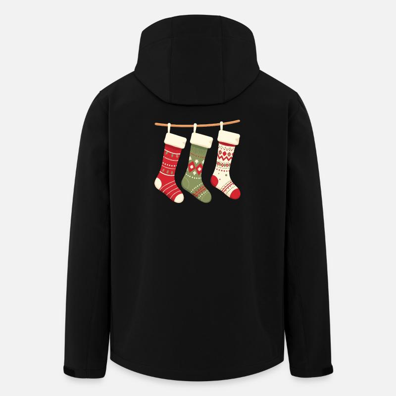 Three Stockings Christmas Pattern - Men’s Recycled Softshell Jacket by Stanley/Stella - black
