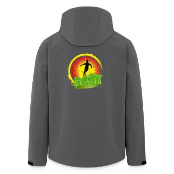 Dynamic Soccer Silhouette Colored Background - Men’s Recycled Softshell Jacket by Stanley/Stella - black - Back - AI Model Male 185 light (185cm)