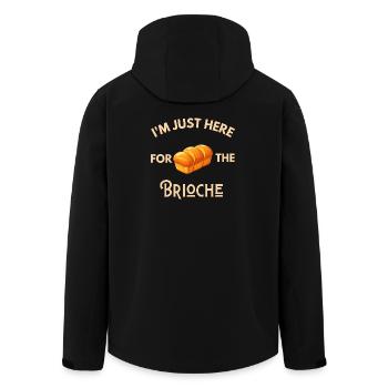 Ich bin nur wegen des retro-kulinarischen Designs hier. - Recycelte Männer Softshell-Jacke von Stanley/Stella - Schwarz - Hinten - AI Model Male 185 light (185cm)