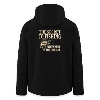 Le secret de la pêche : l’humour de la pêche à la pêche - Veste softshell homme en polyester recyclé Stanley/Stella - noir - Dos - AI Model Male 185 light (185cm)