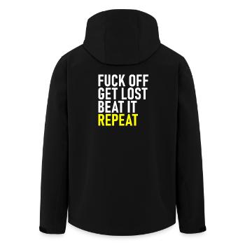 Fuck Off Get Lost Repeat - Men’s Recycled Softshell Jacket by Stanley/Stella - black - Back - AI Model Male 185 light (185cm)