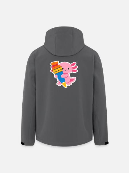Pink Axolotl with Gift Brush - Men’s Recycled Softshell Jacket by Stanley/Stella - black
