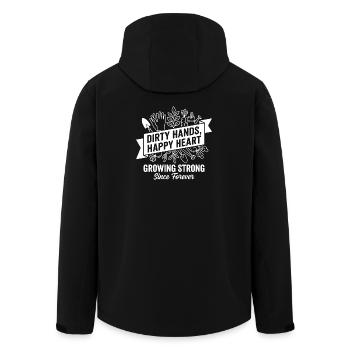 Dirty Hands Happy Heart - Men’s Recycled Softshell Jacket by Stanley/Stella - black - Back - AI Model Male 185 light (185cm)