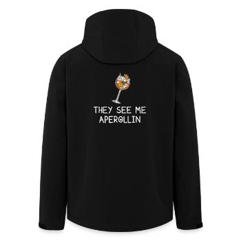 Ils me voient Aperollin' – Summer Drink Spritz - Veste softshell homme en polyester recyclé Stanley/Stella - noir - Dos - AI Model Male 185 light (185cm)