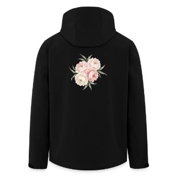 Peonies Bouquet in Pink - Men’s Recycled Softshell Jacket by Stanley/Stella - black - Back - AI Model Male 185 light (185cm)