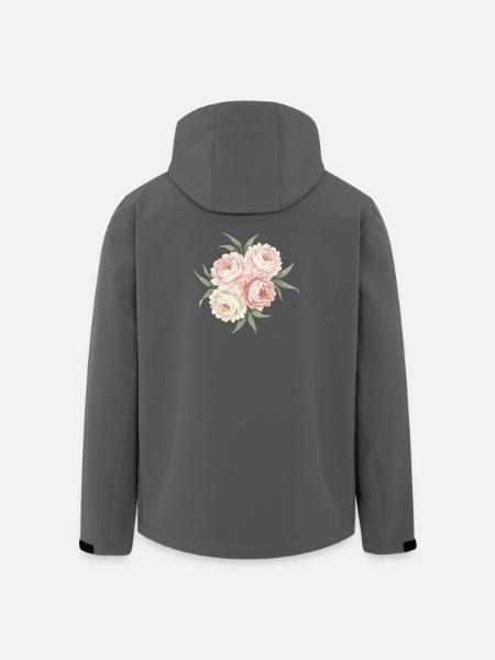 Peonies Bouquet in Pink - Men’s Recycled Softshell Jacket by Stanley/Stella - black