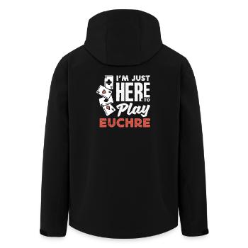 Ich Bin Nur Hier, Um Euchre Zu Spielen - Recycelte Männer Softshell-Jacke von Stanley/Stella - Schwarz - Hinten - AI Model Male 185 light (185cm)