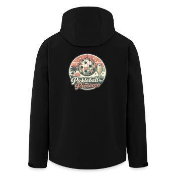 Pickleball und Prosecco Retro Logo - Recycelte Männer Softshell-Jacke von Stanley/Stella - Schwarz - Hinten - AI Model Male 185 light (185cm)
