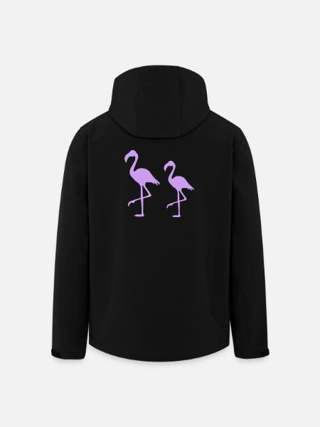 Two Flamingos Silhouettes Purple - Men’s Recycled Softshell Jacket by Stanley/Stella - black