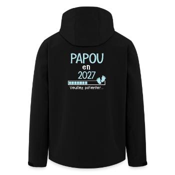 Papou en 2027 Futur Grand-Père Fier et Heureux - Veste softshell homme en polyester recyclé Stanley/Stella - noir - Dos - AI Model Male 185 light (185cm)