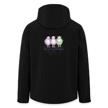 3 moutons " J’ai tendu le tricot ! » - Veste softshell homme en polyester recyclé Stanley/Stella - noir - Dos - AI Model Male 185 light (185cm)