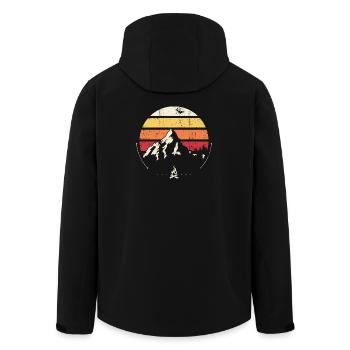 Retro Mountain Sunset Campfire - Men’s Recycled Softshell Jacket by Stanley/Stella - black - Back - AI Model Male 185 light (185cm)