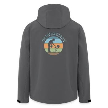 jardin amour jardinier plantes icône rétro vintage - Veste softshell homme en polyester recyclé Stanley/Stella - noir - Dos - AI Model Male 185 light (185cm)