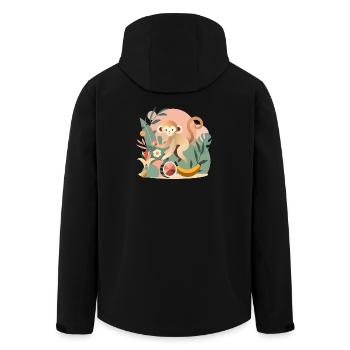Verspielter Affe mit tropischen Früchten - Recycelte Männer Softshell-Jacke von Stanley/Stella - Schwarz - Hinten - AI Model Male 185 light (185cm)
