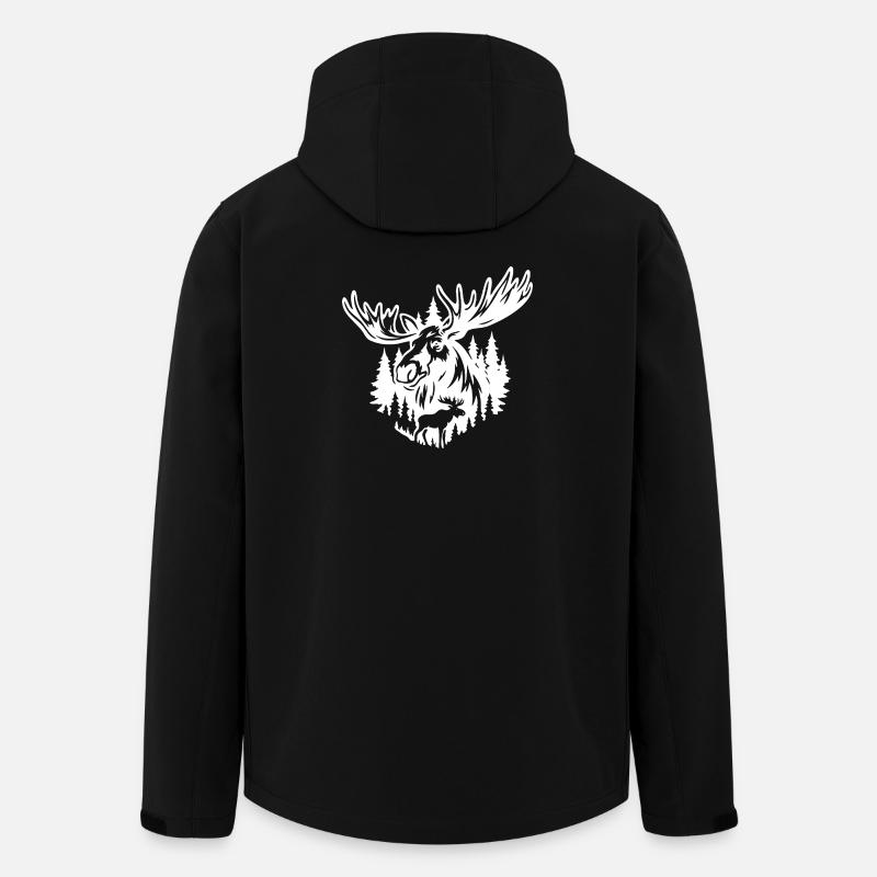 Majestic Moose Nature Illustration - Men’s Recycled Softshell Jacket by Stanley/Stella - black